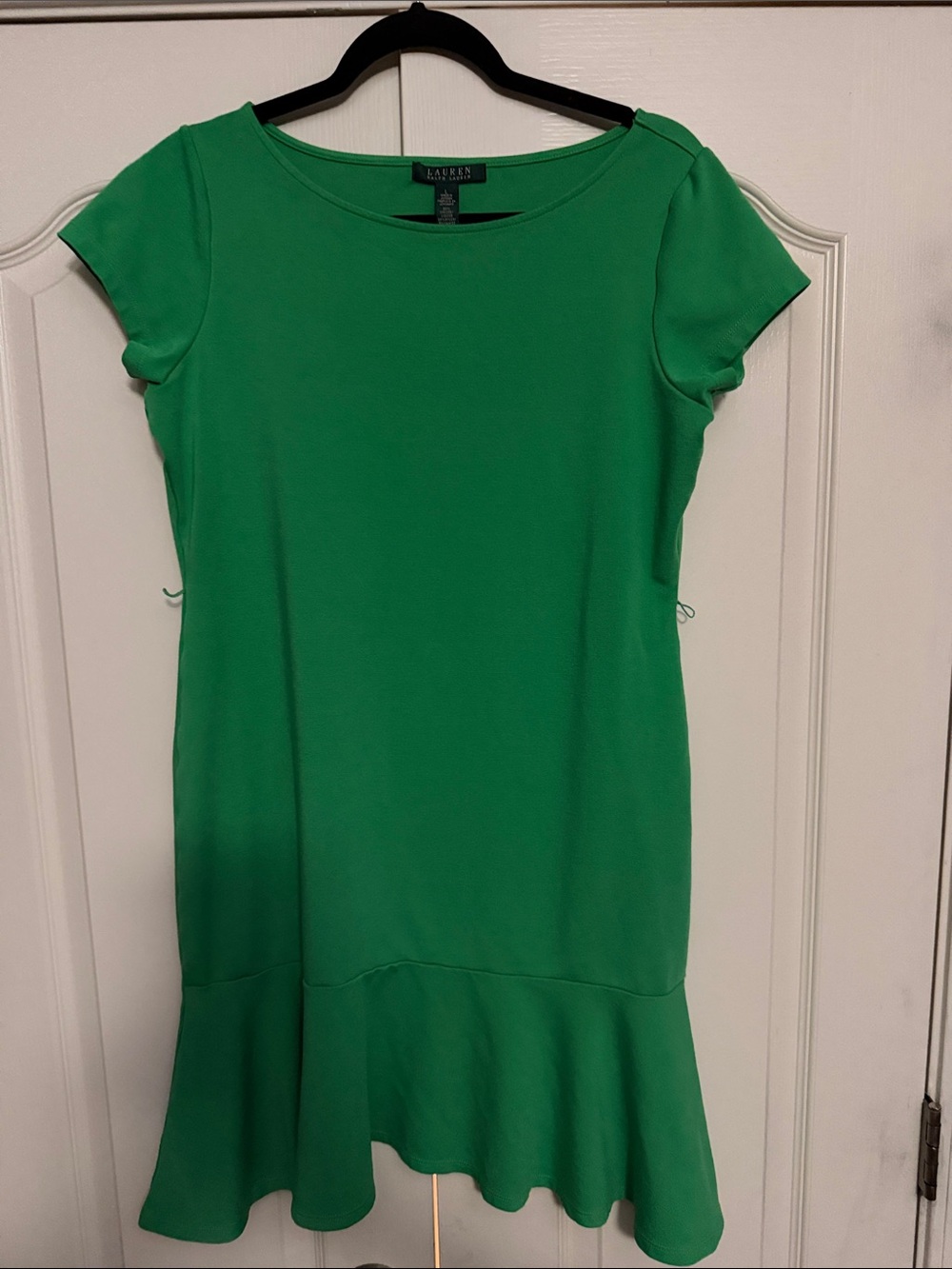 Lauren Ralph Lauren Bright Green Ruffle-Hem Scoop Neck Dress
